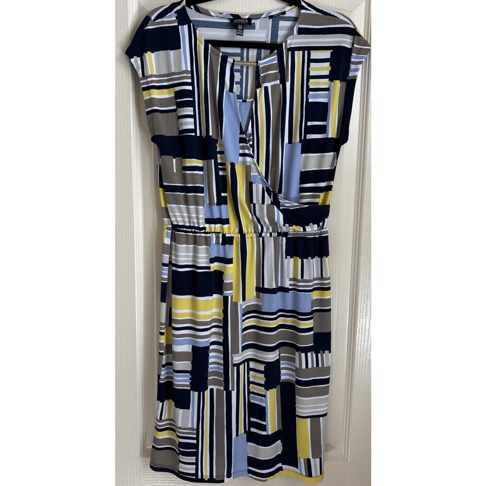 Jones New York - Geometric Faux Wrap Dress, Size Medium, New Without Tag
